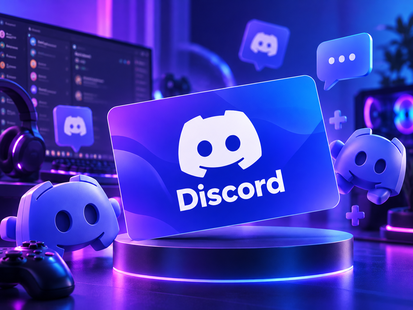 Discord Nitro — неоновая игровая сцена
